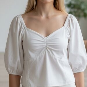 ✨NWT The Drop Annie Sweetheart Neckline Puff Sleeve Top Size  Large✨